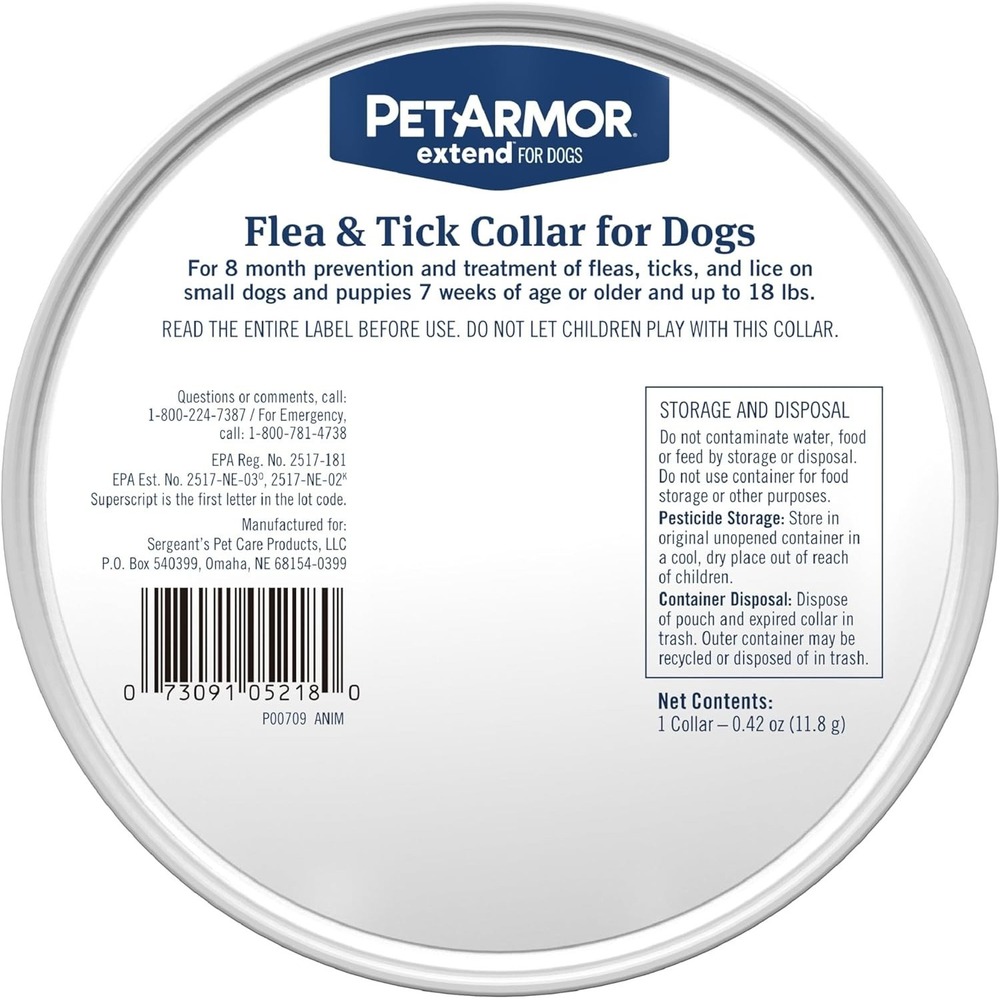 PetArmor Extend Flea & Tick Treatment & Prevention Collar, Small Dogs under 18lb - Picture 3 of 8